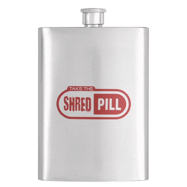 Take The Shred Pill Hip Flask (Front)