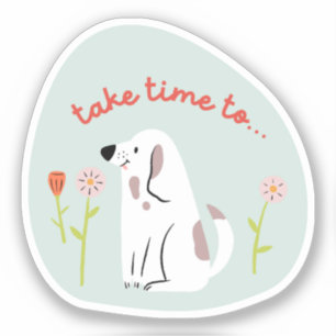 "take time" cute dog illustrated mint green retro