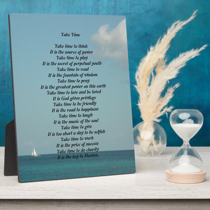 Take Time Poem Plaque | Zazzle