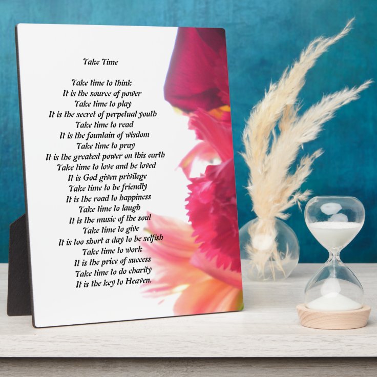 Take Time Poem Plaque Zazzle