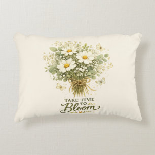 Take Time to Bloom Bouquet Design Decorative Cushion