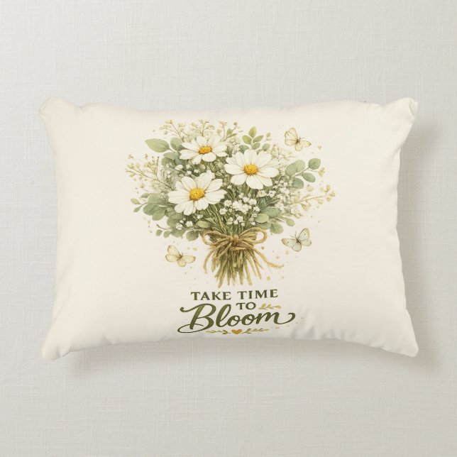 Take Time to Bloom |  Bouquet Design Decorative Cushion (Front)