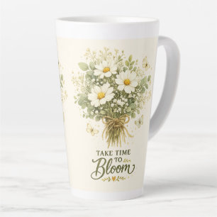 Take Time to Bloom Bouquet Design Latte Mug