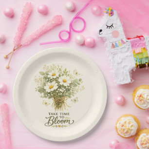 Take Time to Bloom Bouquet Design Paper Plate