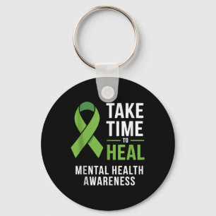 Take Time To Heal Mental Health Awareness Ribbon T Key Ring