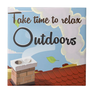 Take time to relax outdoors retro poster tile