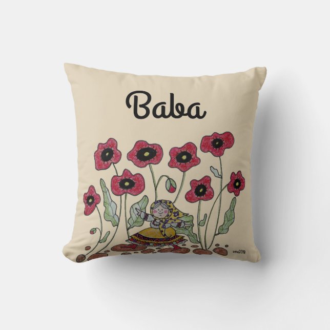 Take Time to Smell the Poppies Baba Cushion (Front)
