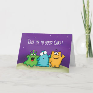 Take us to your cake - Alien Birthday Card