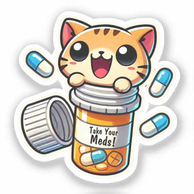Take Your Meds! - Caring Cute Cat Reminder (Front)