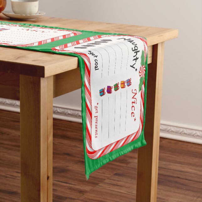 Take Your Places Naughty or Nice Short Table Runner (In Situ)