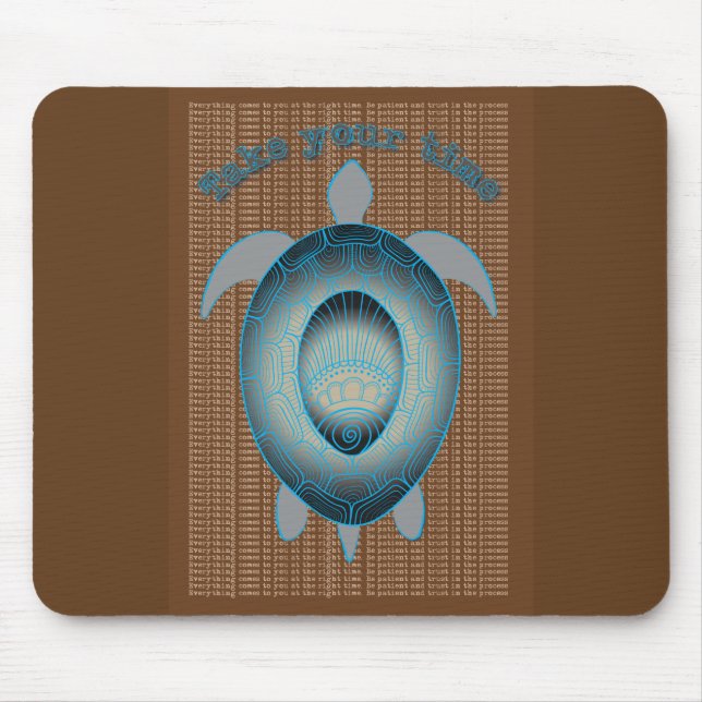 Take your time turtle motivational quote mouse mat (Front)