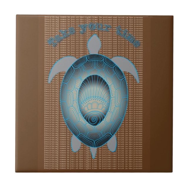 Take your time turtle motivational quote tile (Front)