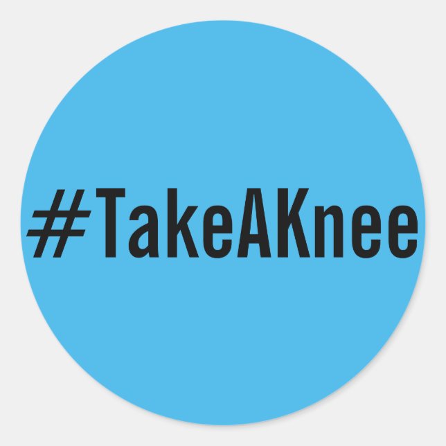 #TakeAKnee, black text on bright blue stickers (Front)