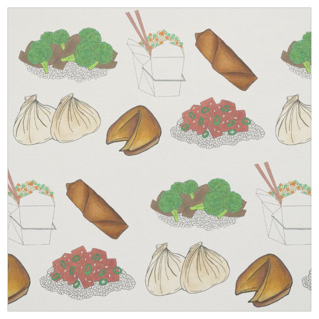 Takeaway Chinese Restaurant Takeout Food Cuisine Fabric (Swatch)