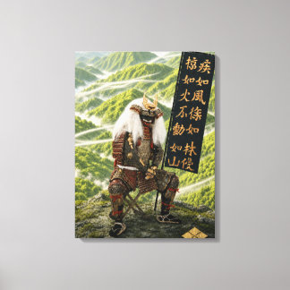 Takeda Shingen Samurai Armour Green Mountains 18x2 Canvas Print