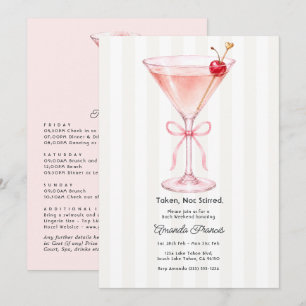 Taken Not Stirred Pink Martini Bachelorette Invitation