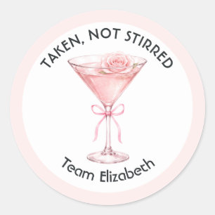 Taken Not Stirred Pink Martini Bachelorette Party Classic Round Sticker