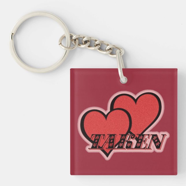 Taken Red Hearts Double-Sided Key Chain (Front)