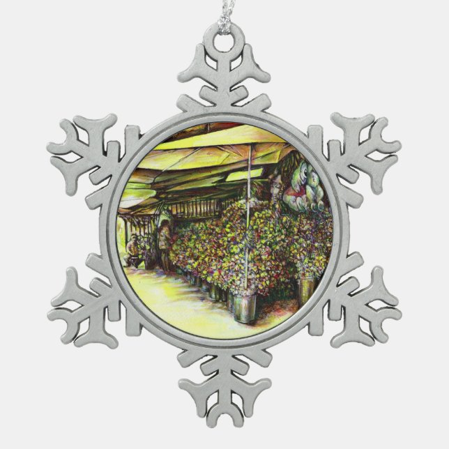 Taken the Possession of Optices Snowflake Pewter Christmas Ornament (Front)