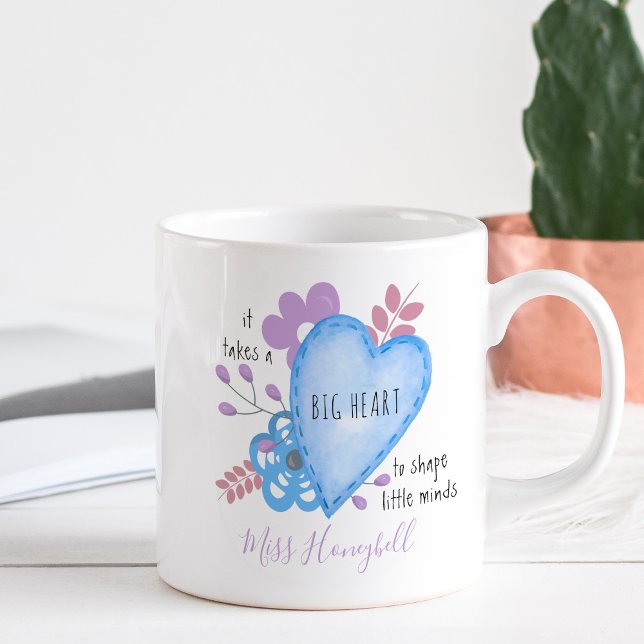 Takes a Big Heart Quote Doodle Lilac Personalised Coffee Mug (Creator Uploaded)