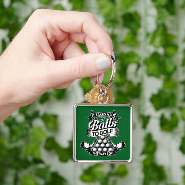 Takes A Lot Of Balls - funny golf Key Ring (Hand)