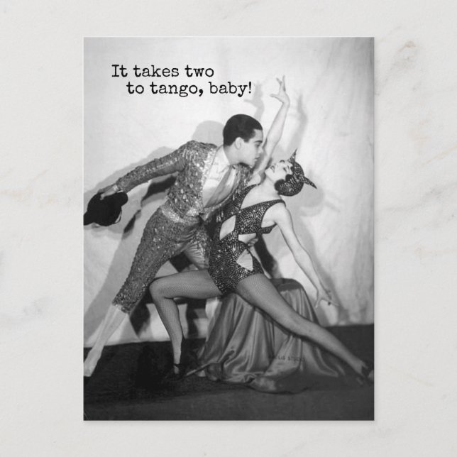 Takes Two to Tango Vintage Dancer Postcard (Front)