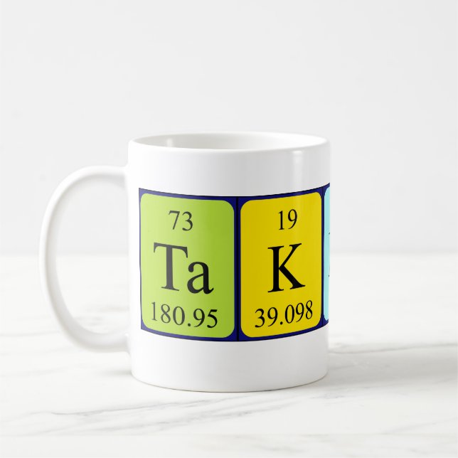 Takeshi periodic table name mug (Left)