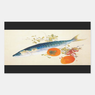 Takeuchi Seiho - Autumn Fattens Fish and Ripens Rectangular Sticker