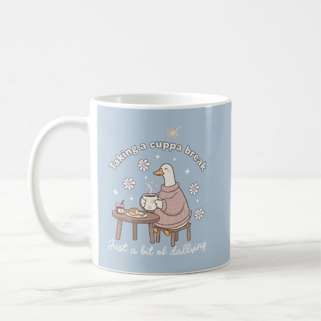Taking a Cuppa Break Cute Goose Tea Mug (Left)