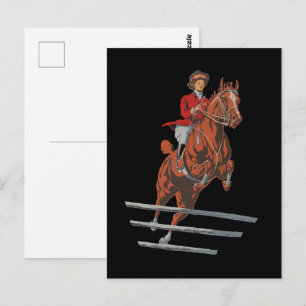 Taking a Flyer, Vintage Female Horse Rider Postcard