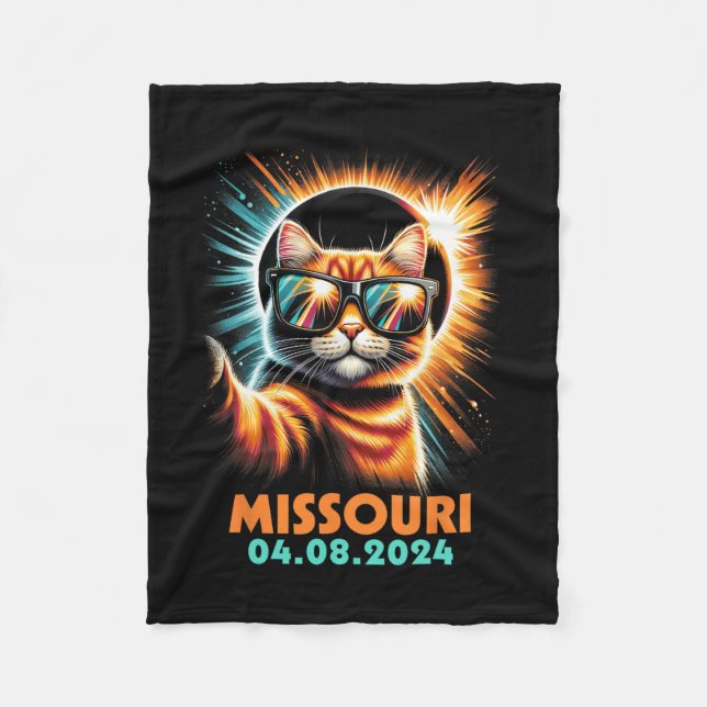 Taking A Selfie Total Solar Eclipse 2024 Missouri  Fleece Blanket (Front)