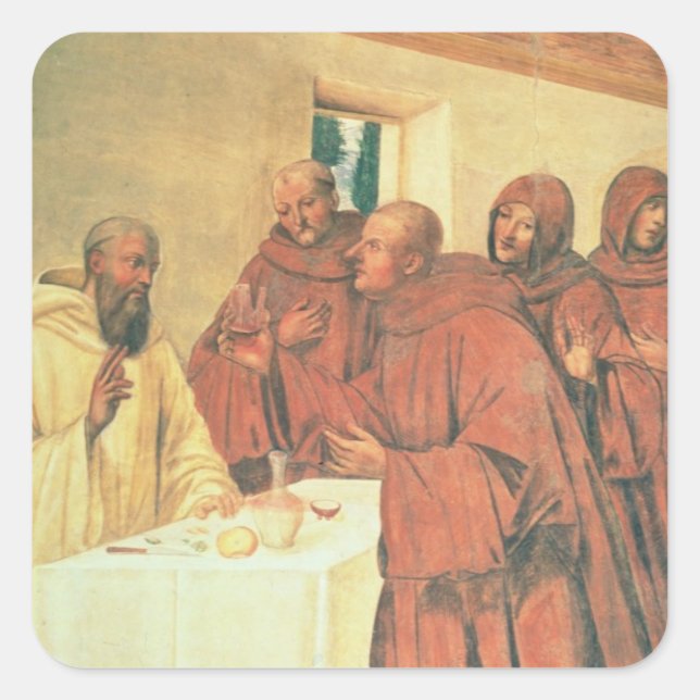 Taking Communion, from the Life of St. Benedict (f Square Sticker (Front)