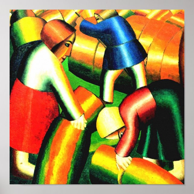 Taking in the Harvest print vintage Russian art (Front)