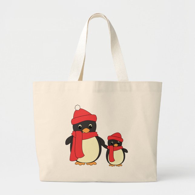 Taking Little Penguin for a Walk Large Tote Bag (Front)