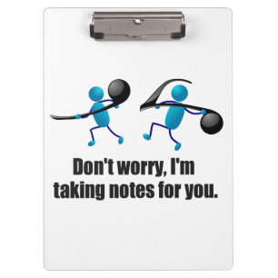 Taking notes clipboard