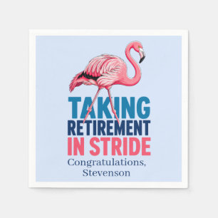 Taking Retirement in Stride Funny Custom Flamingo  Napkin