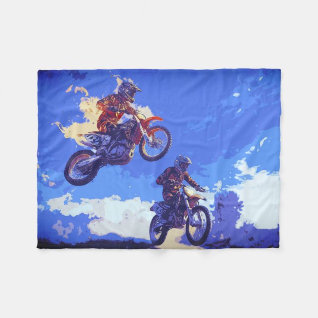 Taking the Lead - Motocross Racers Fleece Blanket (Front (Horizontal))