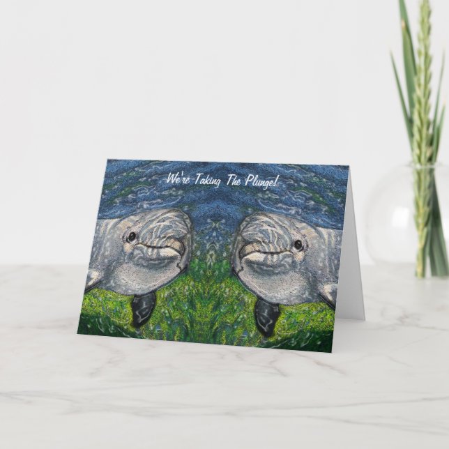 Taking The Plunge: Dolphins: Save Date, Wedding Announcement (Front)