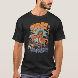 Tako Sushi Attack Octopus Kaiju Seafood Squid Wave T-Shirt