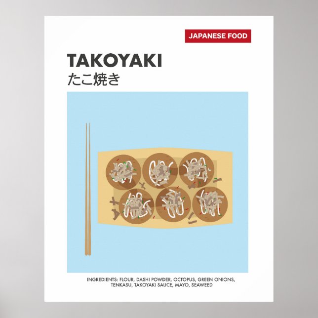 Takoyaki, Octopus Ball, Japanese Food Travel Poster (Front)