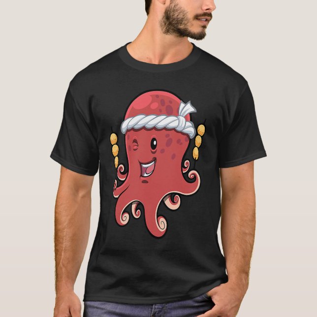 Takoyaki Octopus Japan Asia Japanese Fans Tako Yak T-Shirt (Front)