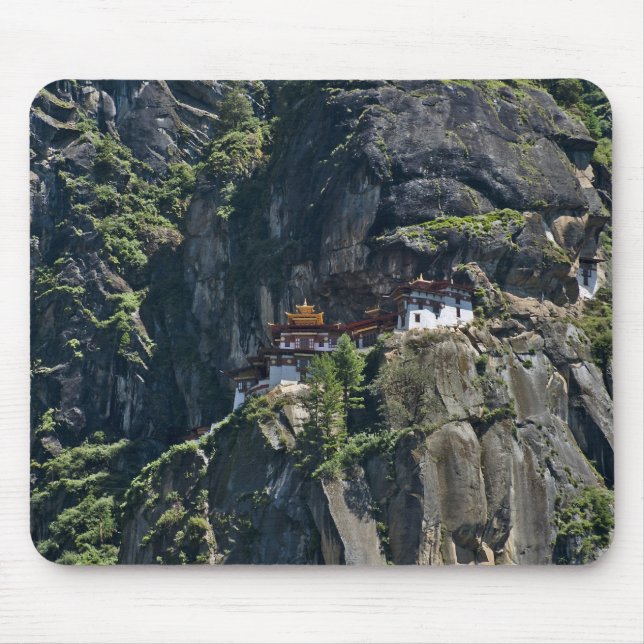 Taktsang Monastery on the cliff, Paro, Bhutan Mouse Mat (Front)
