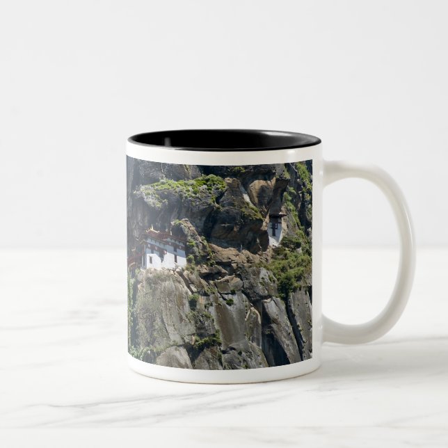 Taktsang Monastery on the cliff, Paro, Bhutan Two-Tone Coffee Mug (Right)
