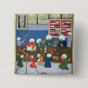 Takyuddin and other astronomers 15 cm square badge