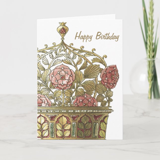 Tal Golden Crown With Roses Birthday Card (Front)