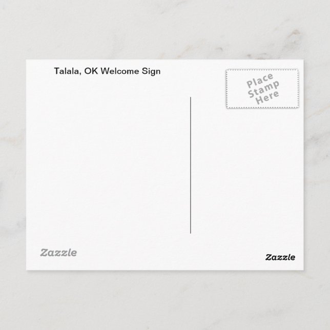 Talala, OK Welcome Sign Postcard (Back)
