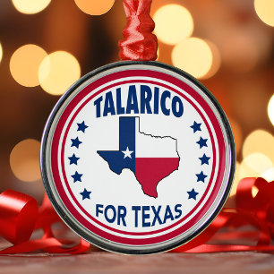 Talarico for Texas Red White Blue Christmas Metal Tree Decoration