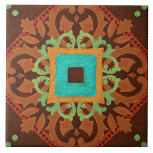 Talavera 08 Rust Blue Brown Mediterranean Geo Tile