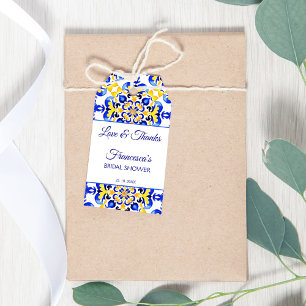 Talavera azulejo blue tiles bridal shower favour gift tags