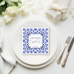 Talavera azulejo blue tiles Mexican bridal shower Napkin<br><div class="desc">Talavera azulejo blue tiles vintage Mexican bridal shower monogram printed napkins template,  Mediterranean blue tile pattern Maiolica blue tiles Greek tiles pattern bridal shower napkins personalised bridal shower tableware table decor</div>